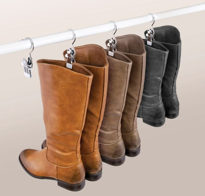 Hangers with clip, Set of 4, ANTI-SLIP, Silver / White in the group Storage / Wardrobe storage / Shoe storage at SmartaSaker.se (40983)