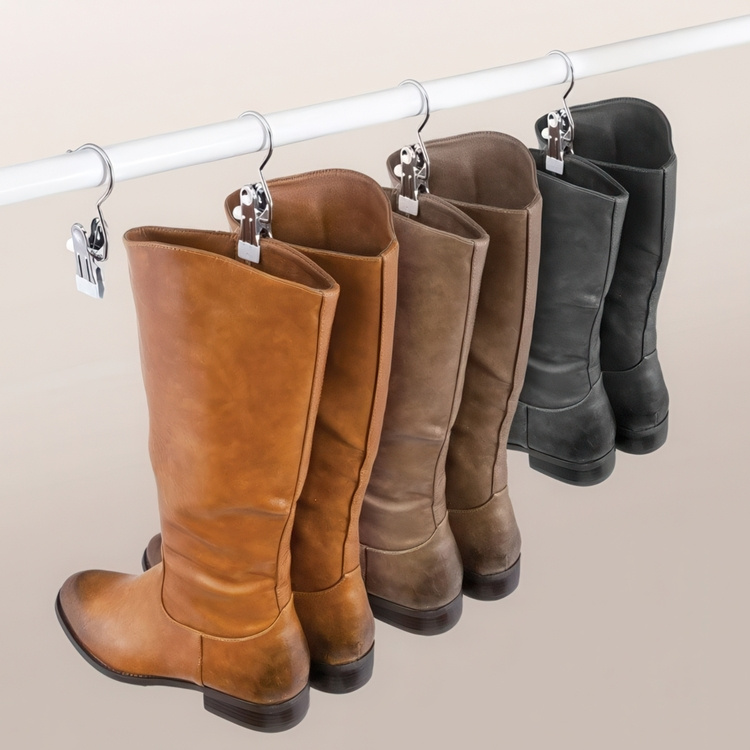 Hangers with clip, Set of 4, ANTI-SLIP, Silver / White in the group Storage / Wardrobe storage / Shoe storage at SmartaSaker.se (40983)