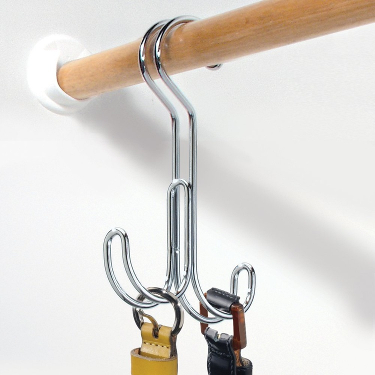 Wardrobe bar S hook, 2 hooks, DOUBLE S-HOOK, Silver in the group Storage / Wardrobe storage / Hangers and hooks at SmartaSaker.se (40987)
