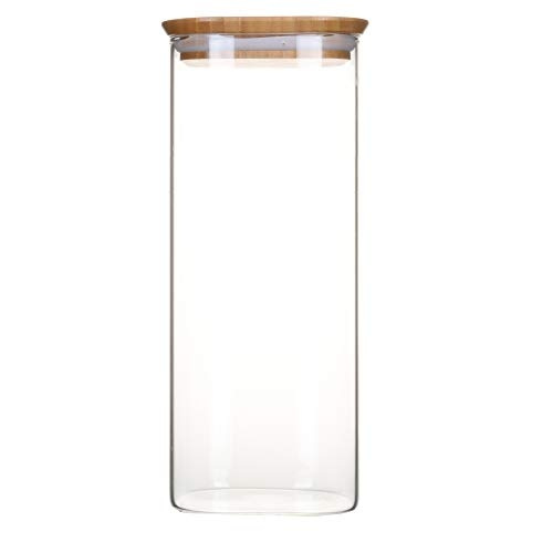 Glass Canister, 2,2 L, PEBBLY SQUARE LARGE, Clear / Bamboo in the group Storage / Kitchen storage / Storage bins and jars at SmartaSaker.se (41008)