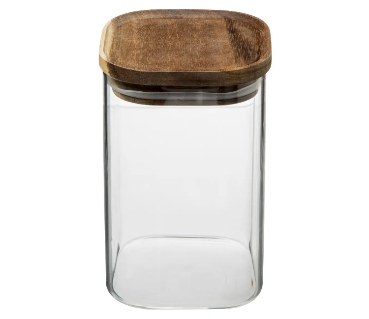Glass Canister, 1 L, HERMET ACACIA SMALL, Clear / Brown in the group Storage / Kitchen storage / Storage bins and jars at SmartaSaker.se (41013)