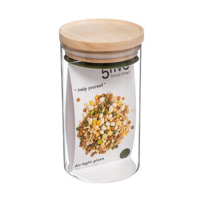 Glass Canister, 1 L, HERMET ROUND MEDIUM, Clear / Nature in the group Storage / Kitchen storage / Storage bins and jars at SmartaSaker.se (41014)