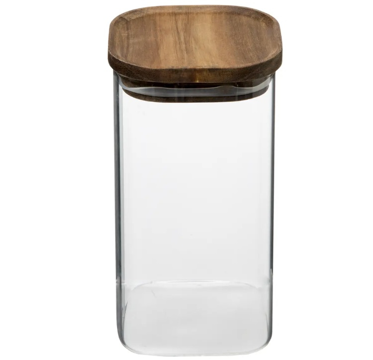 Glass Canister, 1,3 L, HERMET ACACIA MEDIUM, Clear / Brown in the group Storage / Kitchen storage / Storage bins and jars at SmartaSaker.se (41015)