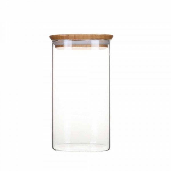 Glass Canister, 1,4 L, PEBBLY SQUARE MEDIUM, Clear / Bamboo in the group Storage / Kitchen storage / Storage bins and jars at SmartaSaker.se (41018)