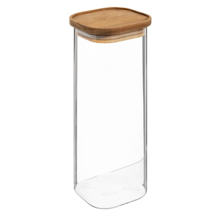 Glass Canister, 2 L, HERMET ACACIA LARGE, Clear / Brown in the group Storage / Kitchen storage / Storage bins and jars at SmartaSaker.se (41019)