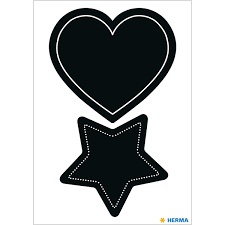  Blackboard Labels, HERMA LARGE HEART / STAR, 4 pcs, Black in the group Storage / Magnets and adhesives / Signs and labels at SmartaSaker.se (41037)