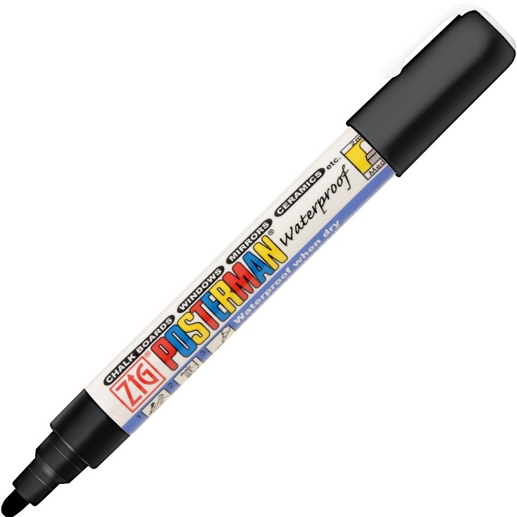 Chalk Marker, ZIG POSTERMAN MEDIUM, 2 mm, Black in the group Storage / Office supplies at SmartaSaker.se (41041)