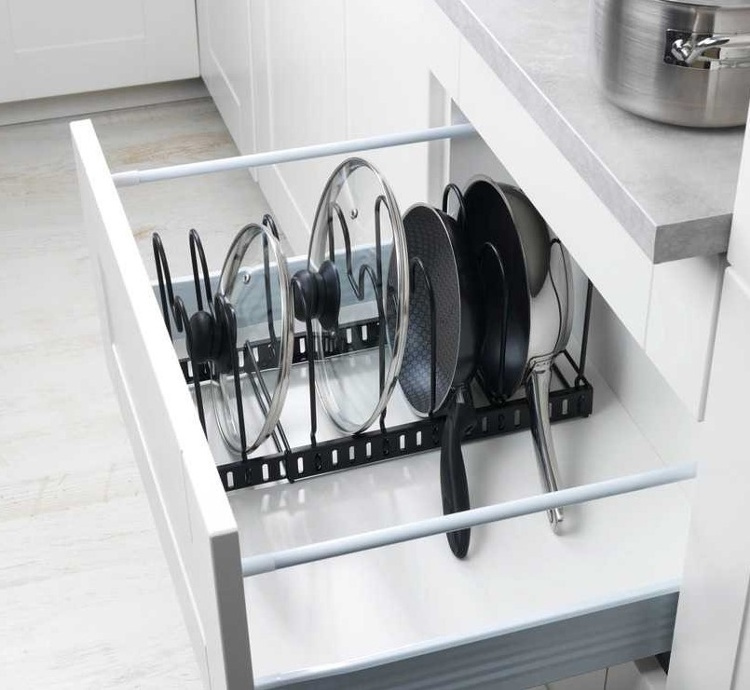 Lids & Pans organizer, DECKELHALTER, Adjustable 30 -57 cm, Black in the group Storage / Kitchen storage / Kitchen cabinet organizers at SmartaSaker.se (41043)