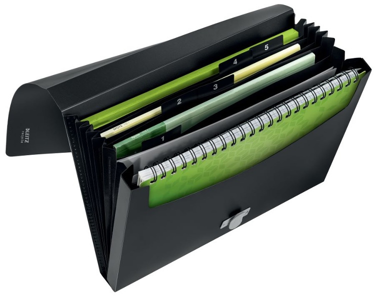 Expanding case, with 5 sections, LEITZ RECYCLE, A4, Black in the group Storage / Office supplies at SmartaSaker.se (41073)