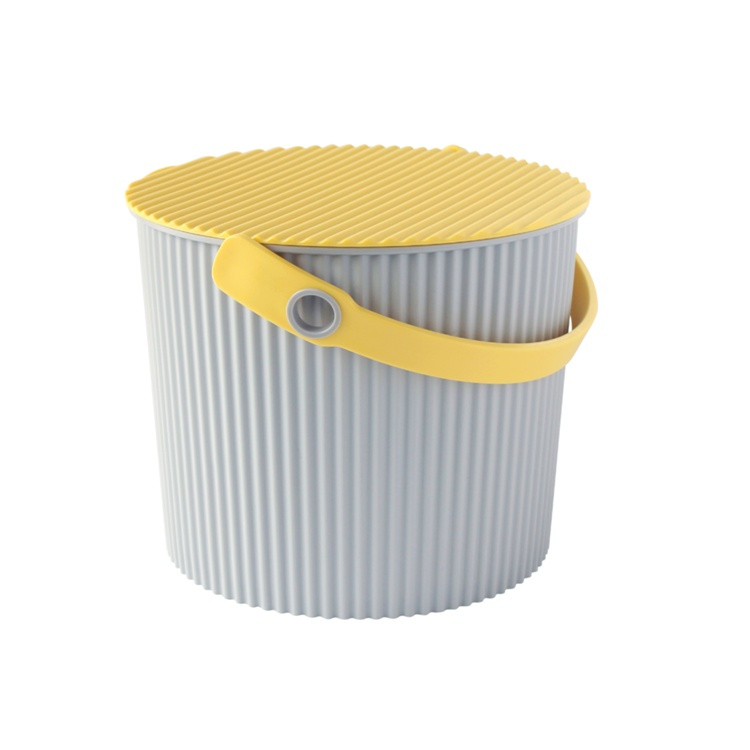 Bucket / basket with lid, MEDIUM OMNIOUTIL, 10 L, Grey / yellow in the group Storage / Storage room and garage / Baskets and buckets at SmartaSaker.se (41102)
