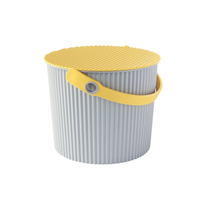 Bucket / basket with lid, SMALL OMNIOUTIL, 8L, Grey / yellow in the group Storage / Storage room and garage / Baskets and buckets at SmartaSaker.se (41103)
