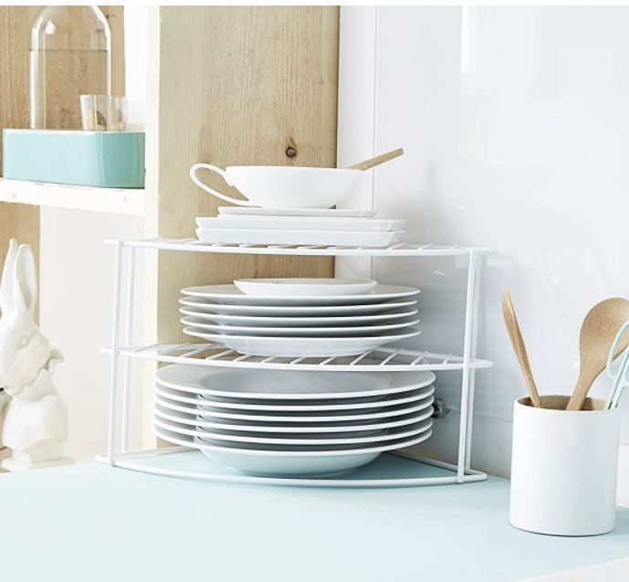 Shelf with 3 shelves, CORNER SHELF CURVED, 24 x 23 x H 20,5 cm, White in the group Storage / Kitchen storage / Kitchen cabinet organizers at SmartaSaker.se (41169)