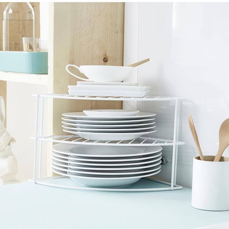 Shelf with 3 shelves, CORNER SHELF CURVED, 24 x 23 x H 20,5 cm, White in the group Storage / Kitchen storage / Kitchen cabinet organizers at SmartaSaker.se (41169)