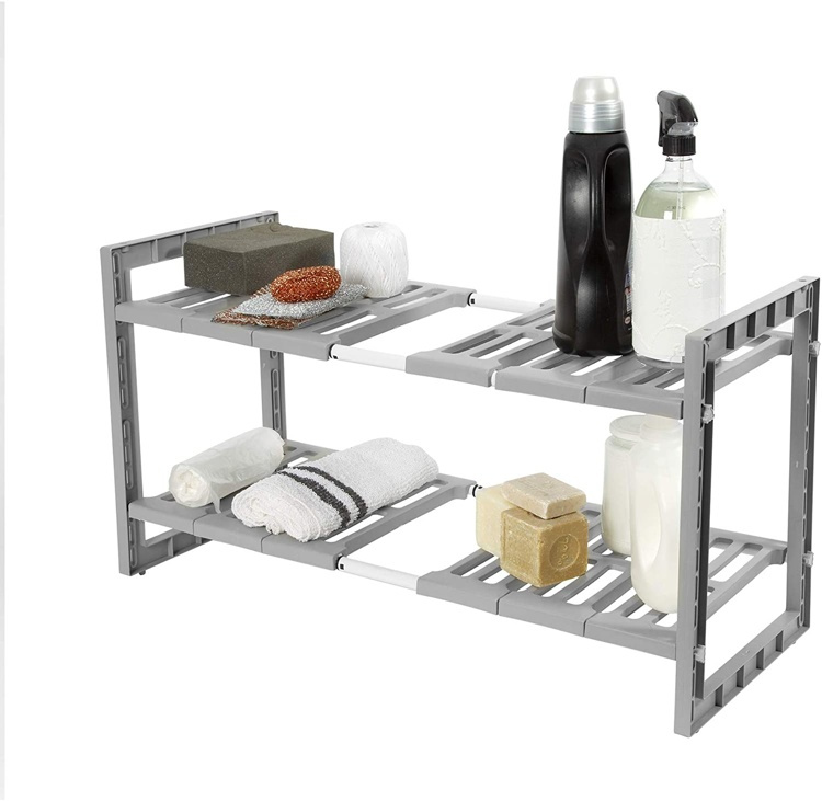 Under Sink Shelf, Extendable, UNDER-SINK RACK, Extendable 48 - 85 cm, Grey in the group Storage / Kitchen storage / Kitchen cabinet organizers / Under sink storage at SmartaSaker.se (41175)