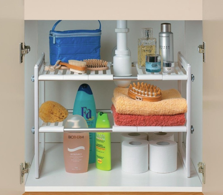 Under Sink Storage, Extendable 41 - 70, RAYEN, Light Grey in the group Storage / Kitchen storage / Kitchen cabinet organizers at SmartaSaker.se (41176)
