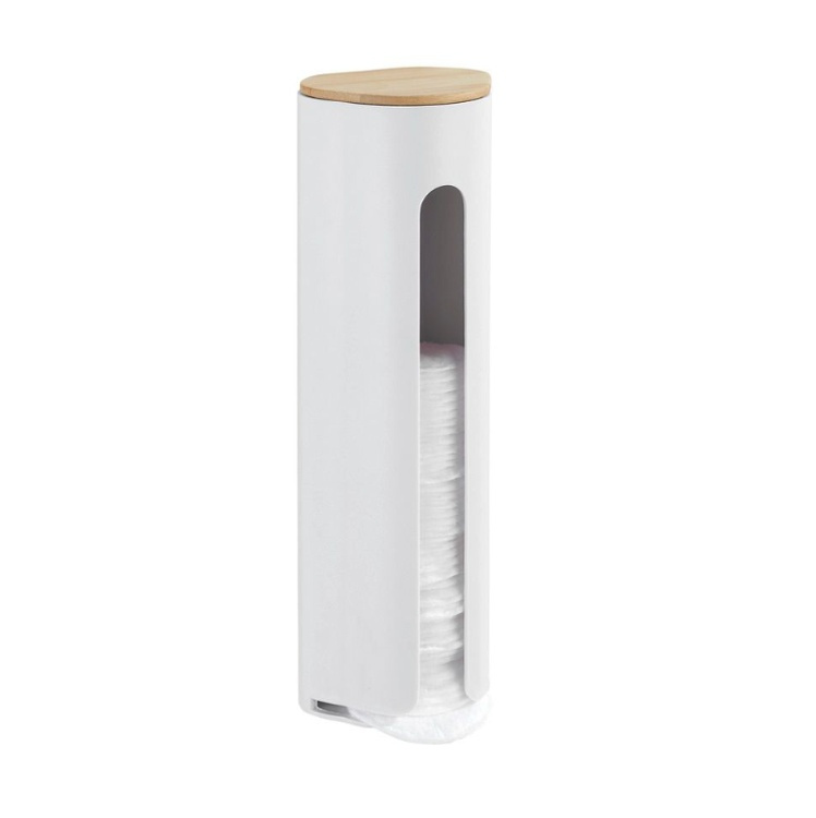 Holder for cotton pads, LARESA MAKE UP, Ø8 x H25 cm, White / beige in the group Storage / Bathroom storage / Makeup storage at SmartaSaker.se (41197)