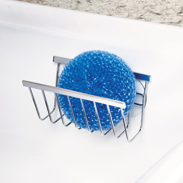 Sink caddy with suction cups, METAL SPONGE AND SOAP HOLDER, Silver in the group Storage / Kitchen storage / Dish racks and sink accessories at SmartaSaker.se (41198)