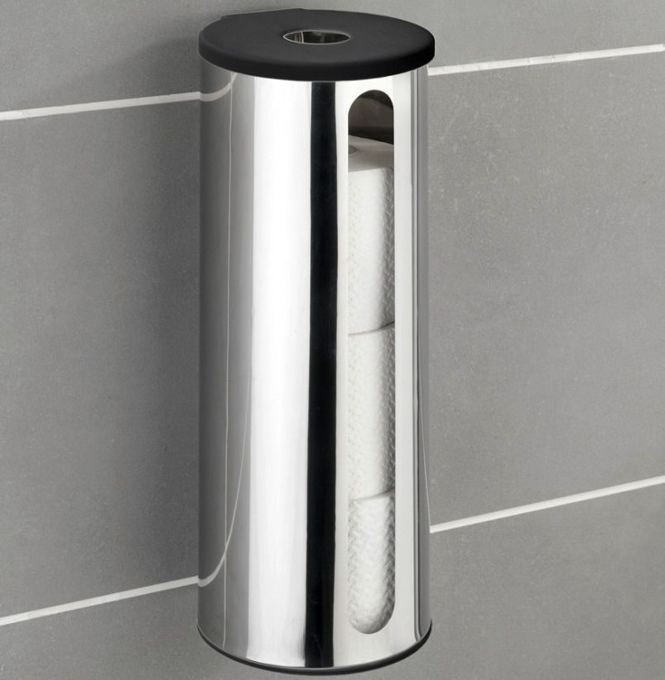 Toilet paper reserve canister, Adhesive, DETROIT, Ø 14 x H 36 cm, Stainless Steel in the group Storage / Bathroom storage at SmartaSaker.se (41206)