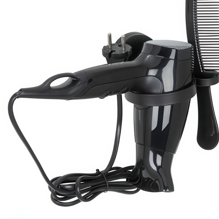 Holder for Hairdryer, Self-Adhesive, PAVIA STATIC-LOC, Black in the group Storage / Bathroom storage at SmartaSaker.se (41212)