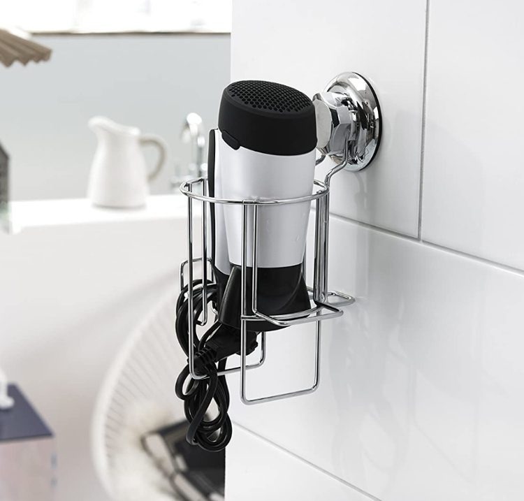 Holder for Hairdryer, Suction Cup Mounting, BESTLOCK, Silver in the group Storage / Bathroom storage at SmartaSaker.se (41214)