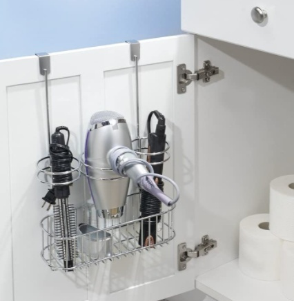 Holder for Hairdryers, Over Cabinet Door, HAIR CARE STATION, Silver in the group Storage / Bathroom storage at SmartaSaker.se (41216)
