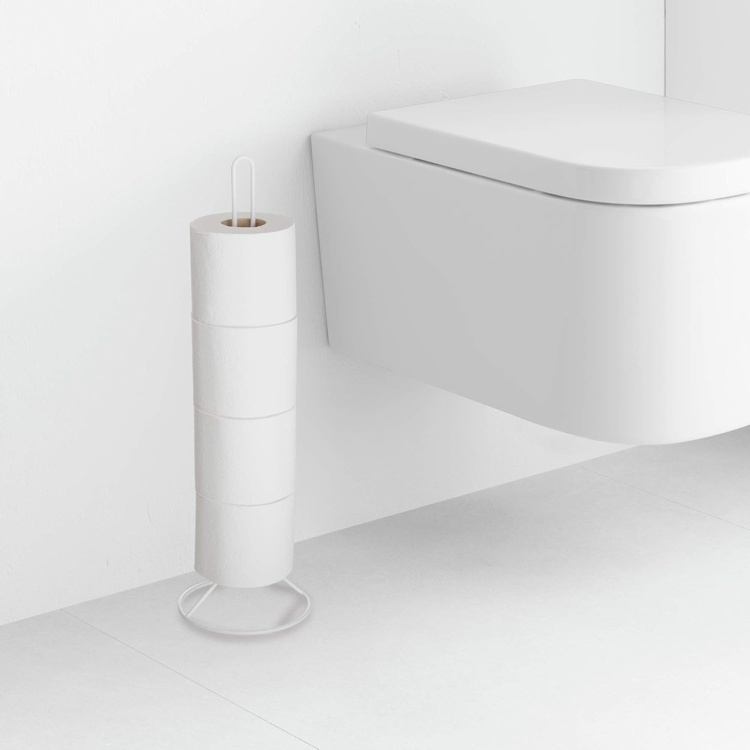 Holder for toilet paper, Metal, ROLLOS, Ø 15 x H 50 cm, White in the group Storage / Bathroom storage at SmartaSaker.se (41229)