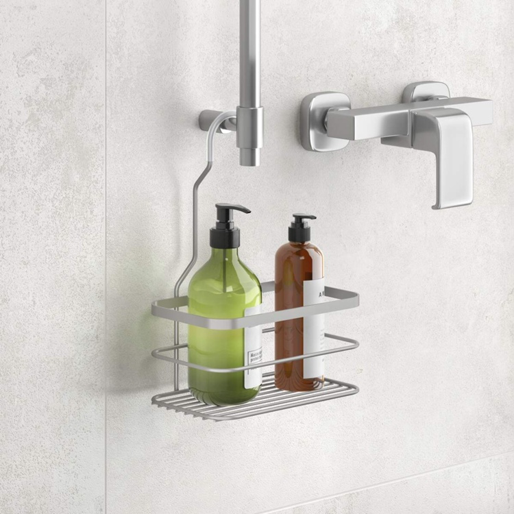 Hanging bathroom basket, ORIGIN, 20 x 12 x H 29 cm, Silver in the group Storage / Bathroom storage / Bath and shower caddies at SmartaSaker.se (41257)