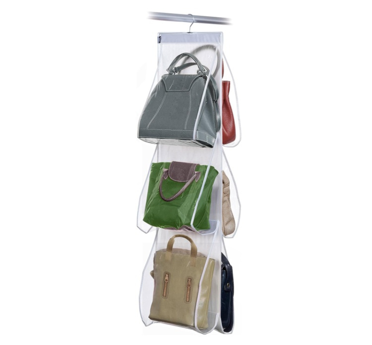 Hanging storage for bags, PORTA BORSE, 6 compartments, 36 x H 120 cm, Clear in the group Storage / Wardrobe storage / Bag storage at SmartaSaker.se (41261)