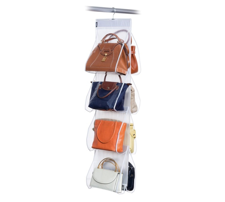 Hanging storage for bags, 8 compartments, PORTA BORSE, 33 x H 120 cm, Clear in the group Storage / Wardrobe storage / Bag storage at SmartaSaker.se (41263)