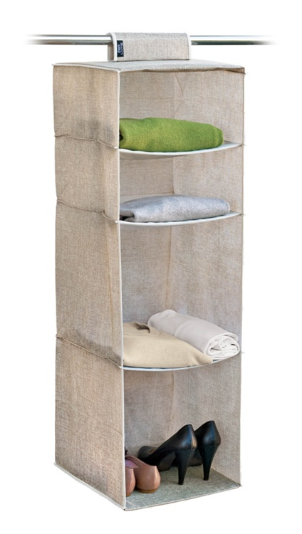 Hanging wardrobe, 4 compartments, MAISON, 33 x 33 x H 103 cm, Sand in the group Storage / Wardrobe storage / Hangers and hooks at SmartaSaker.se (41276)