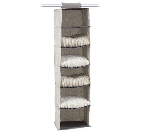 Hanging wardrobe, 6 compartments, ORGA HANGING ORGANISER, 30 x 30 x H 120 cm, Beige-grey in the group Storage / Wardrobe storage at SmartaSaker.se (41277)