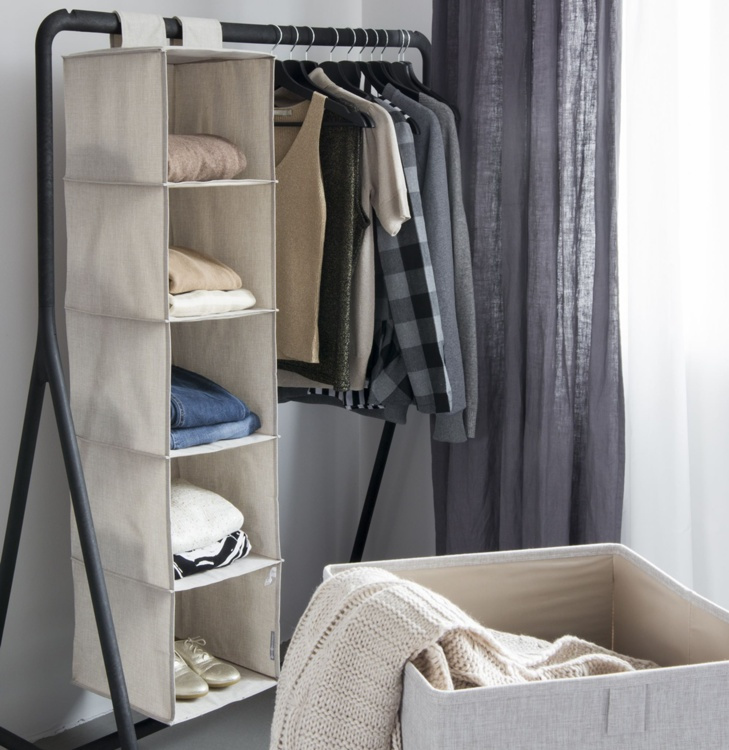Shelves, 5 compartments, BIGSO HANGIN CLOSET, 30 x 30 x H133,5 cm, Beige in the group Storage / Wardrobe storage at SmartaSaker.se (41282)