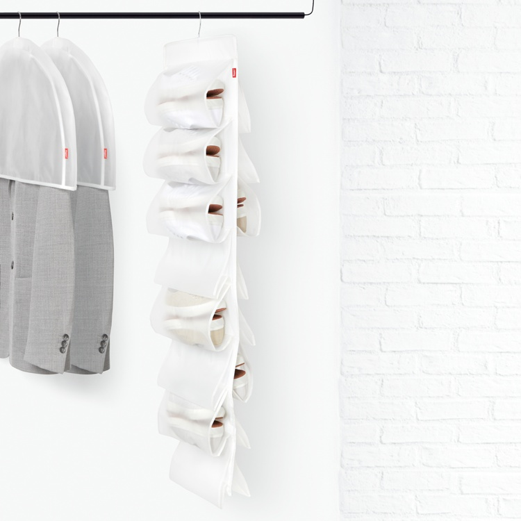 Hanging Shoe Storage, 16 compartments, MILKY WHITE, 33 x H 131 cm, Transparent in the group Storage / Wardrobe storage / Shoe storage at SmartaSaker.se (41287)