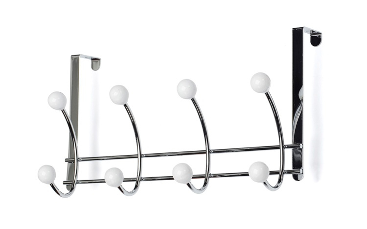 Hanger over the door, BONNY, 4 hooks, Silver / White in the group Storage / Bedroom storage / Over door hooks at SmartaSaker.se (41296)