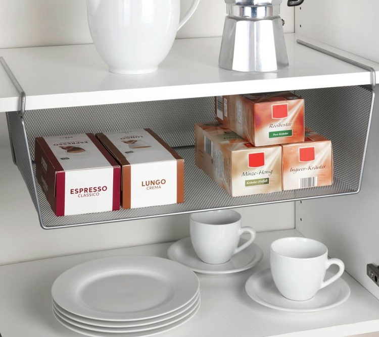 Under Shelf Storage Rack, Large, REGALEINHÄNGEKORB, 49 x 28 x H 18 cm, Silver-Grey in the group Storage / Kitchen storage / Kitchen cabinet organizers / Under shelf storage at SmartaSaker.se (41309)