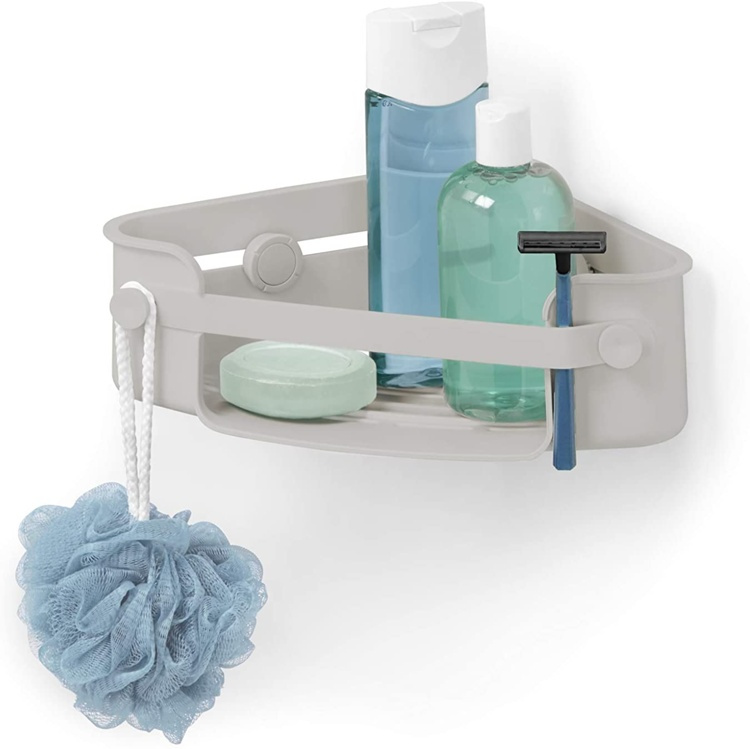 Corner shower basket with suction plug, FLEX GEL-LOCK, 19 x 30 x H 8 cm, Umbra, Grey in the group Storage / Bathroom storage / Bath and shower caddies at SmartaSaker.se (41326)