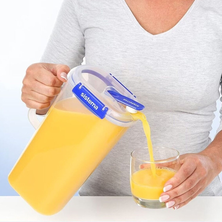 Jug with lid, 2 L, KLIP IT PLUS JUICE, Clear / Blue in the group Storage / Kitchen storage / Storage bins and jars / Sistema at SmartaSaker.se (41347)
