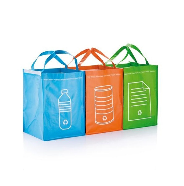 Bags for recycling, Set of 3, COLORFUL RECYCLING, 29 x 29 x H 42 cm in the group Storage / Cleaning and waste sorting / Waste sorting at SmartaSaker.se (41353)