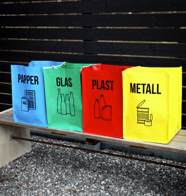 Bags for recycling, Set of 4, RETURKASSAR, 31 x 31 x H 44 cm, Assorted in the group Storage / Cleaning and waste sorting / Waste sorting at SmartaSaker.se (41355)