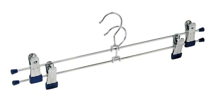 Classic Hangers for skirts or trousers, Set of 2, BLUE LARGE CLAMP HANGERS, 40 cm, Silver / Blue in the group Storage / Wardrobe storage / Hangers and hooks at SmartaSaker.se (41360)