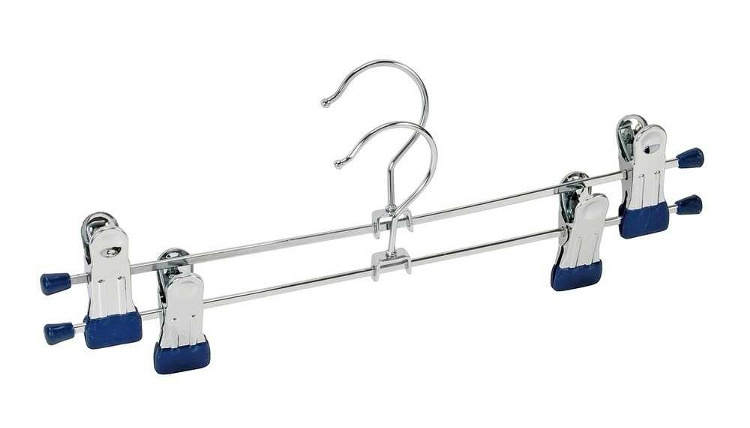 Classic Hangers for skirts or trousers, Set of 2, BLUE MEDIUM CLAMP HANGERS, 30 cm, Silver / Blue in the group Storage / Wardrobe storage / Hangers and hooks at SmartaSaker.se (41361)