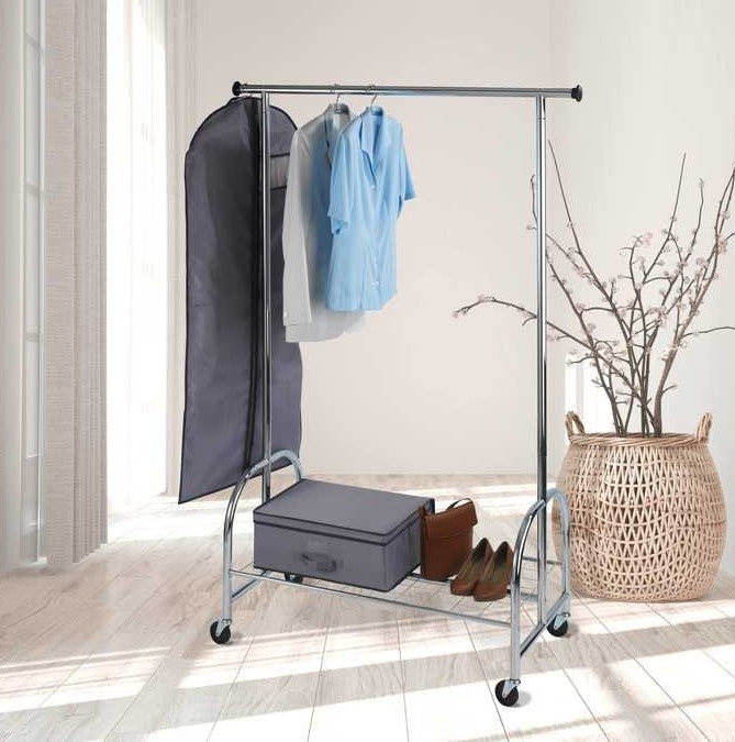 Mobile clothes rack with wheels, PROFI, 121 x 52 x H 185 cm, Silver in the group Storage / Bedroom storage / Clothes racks at SmartaSaker.se (41383)