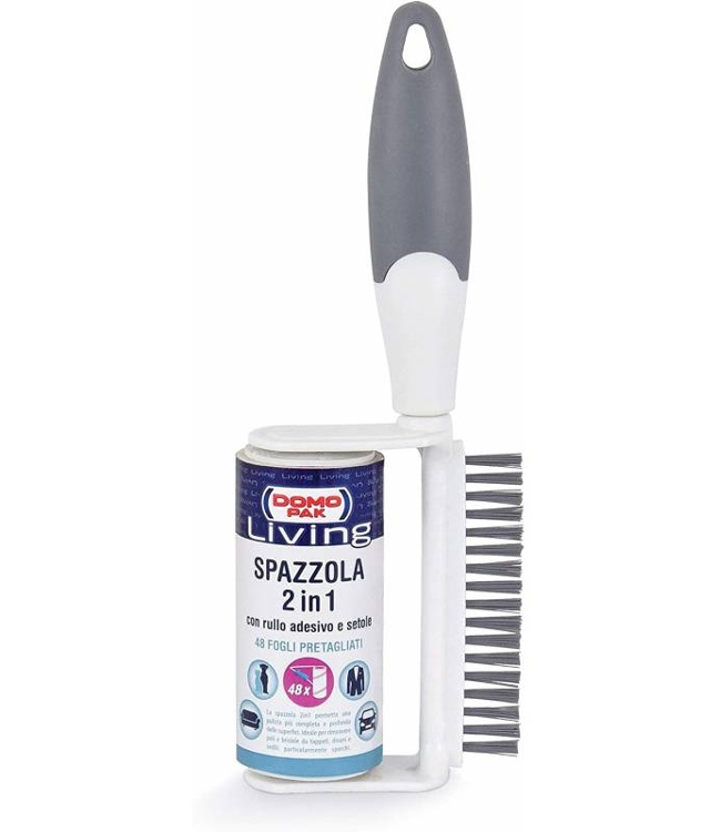 Lint Rolle with Brush, SPAZZOLA 2 in 1, 48 sheets, White / grey in the group Storage / Laundry and care / Ironing accessories at SmartaSaker.se (41389)
