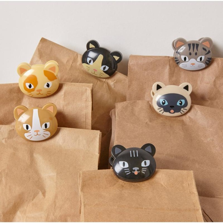 Clamps, Set of 6, CAT BAG CLIPS, Kikkerland, Mix in the group Storage / Kitchen storage at SmartaSaker.se (41457)