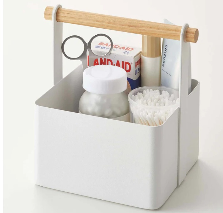 Tool box with wooden handel, TOSCA , 16 x 13 x H 16 cm, Yamazaki, White in the group Storage / Cleaning and waste sorting / Cleaning baskets at SmartaSaker.se (41484)