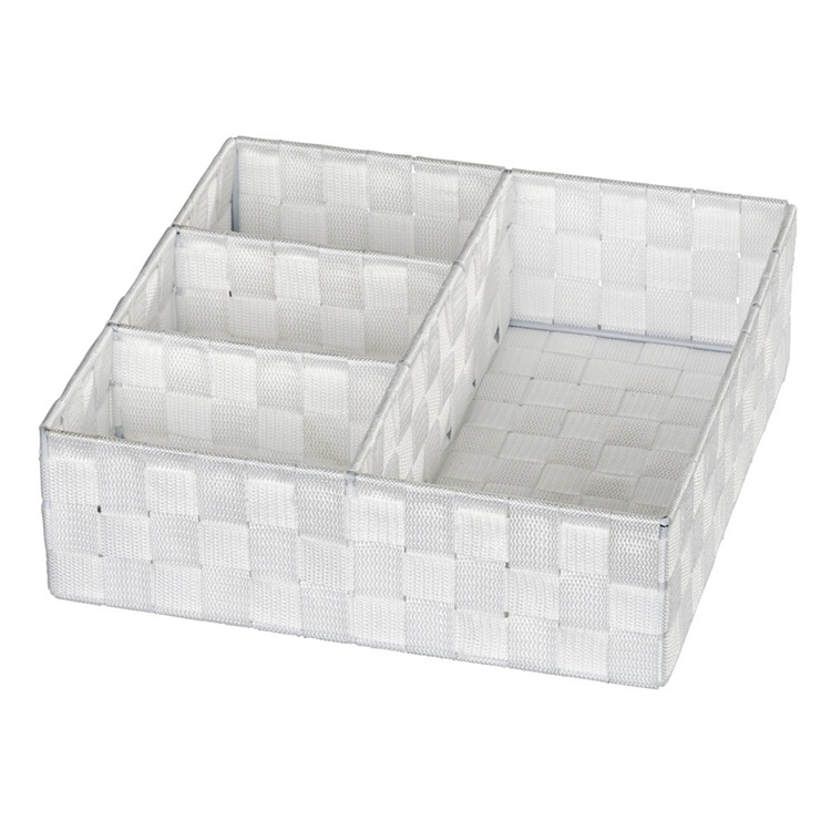 Basket Organizer, 4 compartments, ADRIA, Large 32 x 32 x H 10 cm, Off white in the group Storage / Wardrobe storage / Sorting boxes at SmartaSaker.se (41486)