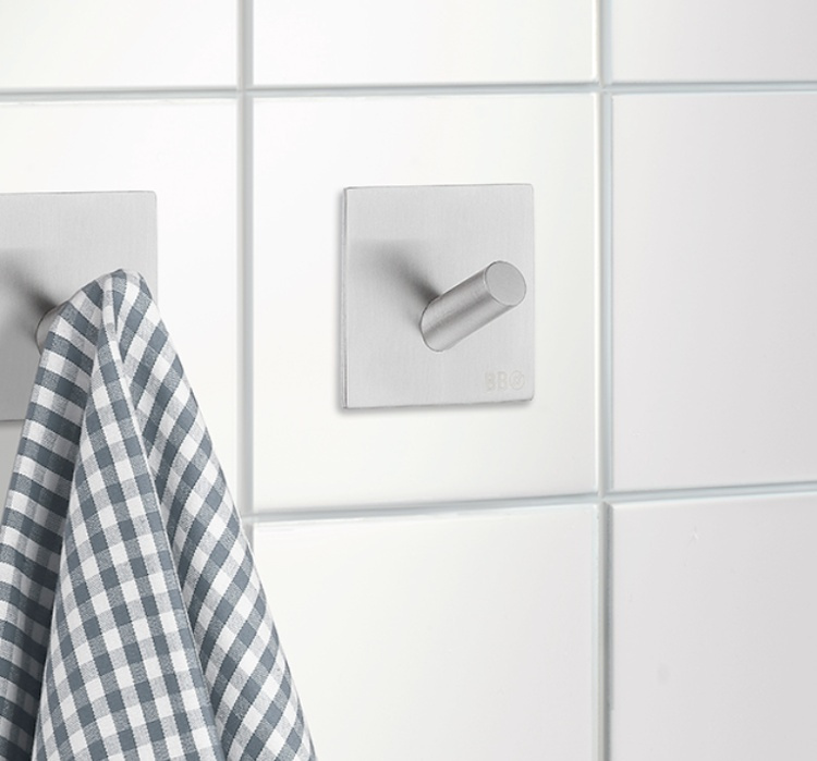 Hook, Self-adhesive, Square, BESLAGSBODEN, 4,5 x H 4,5 cm, Brushed stainless steel in the group Storage / Magnets and adhesives / Self-adhesive hooks at SmartaSaker.se (41534)