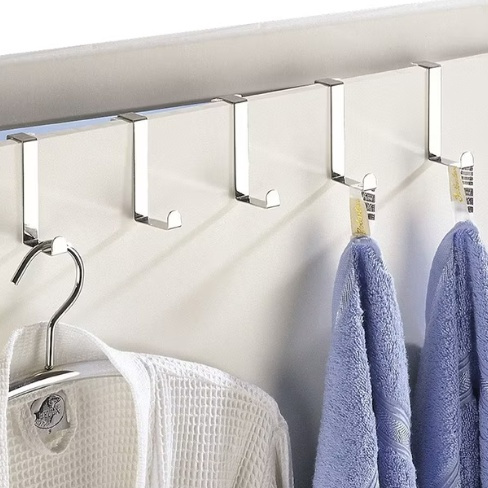 Hooks for cabinet door / door, Set of 6, TüRGARDEROBENHAKEN, Silver in the group Storage / Bedroom storage / Over door hooks at SmartaSaker.se (41549)
