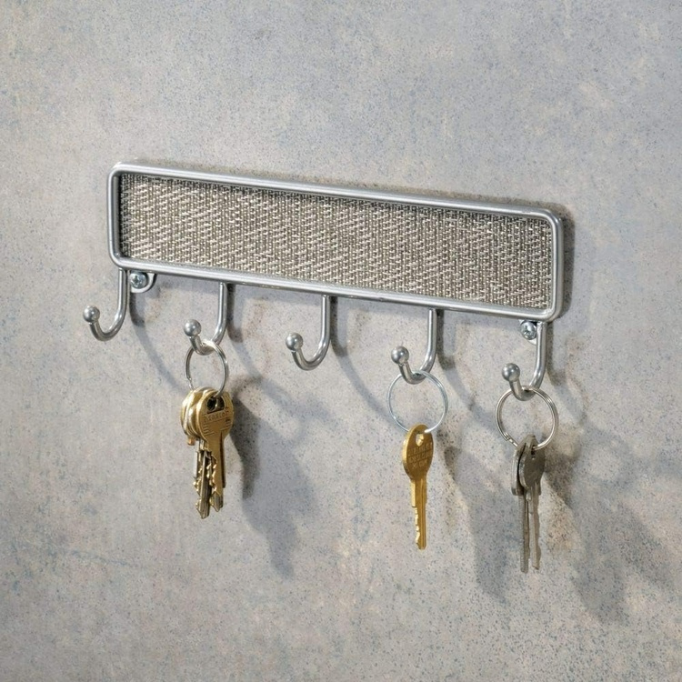 Key Rack with 5 hooks, TWILLO METALLICO, 20,5 x 3 x H 7 cm, Silver in the group Storage / Hallway storage / Hooks and hangers at SmartaSaker.se (41564)