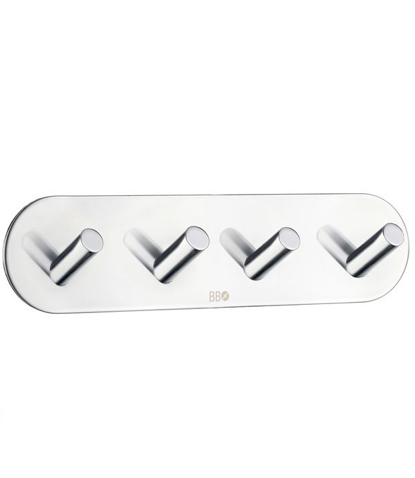 Four hook, Self-adhesive, Round, BESLAGSBODEN, 19 x H 4,8 cm, Chrome in the group Storage / Magnets and adhesives / Self-adhesive hooks at SmartaSaker.se (41583)